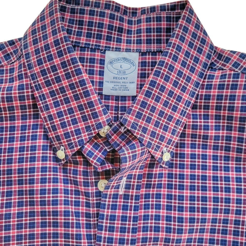 Brooks Brothers // M's Regent Fit Plaid Button Down Shirt // XL // Red & Blue - Picture 3 of 10